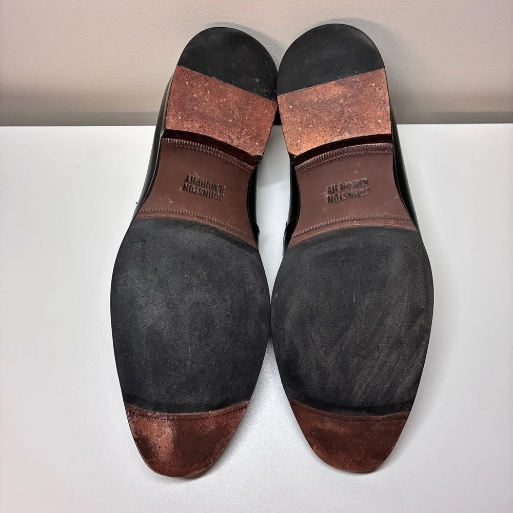 Johnston & Murphy Black Leather Bit Loafers